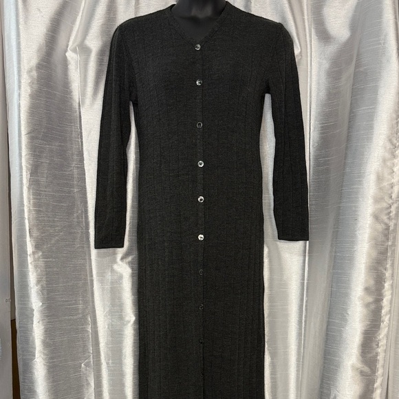 K Studio Dresses & Skirts - K Studio Vtg Maxi Sweater Dress Women’s M Ribbed Acrylic Wool Blend V Neck